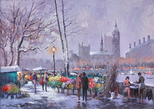 Winter in the City by Henderson Cisz - Original Painting on Box Canvas